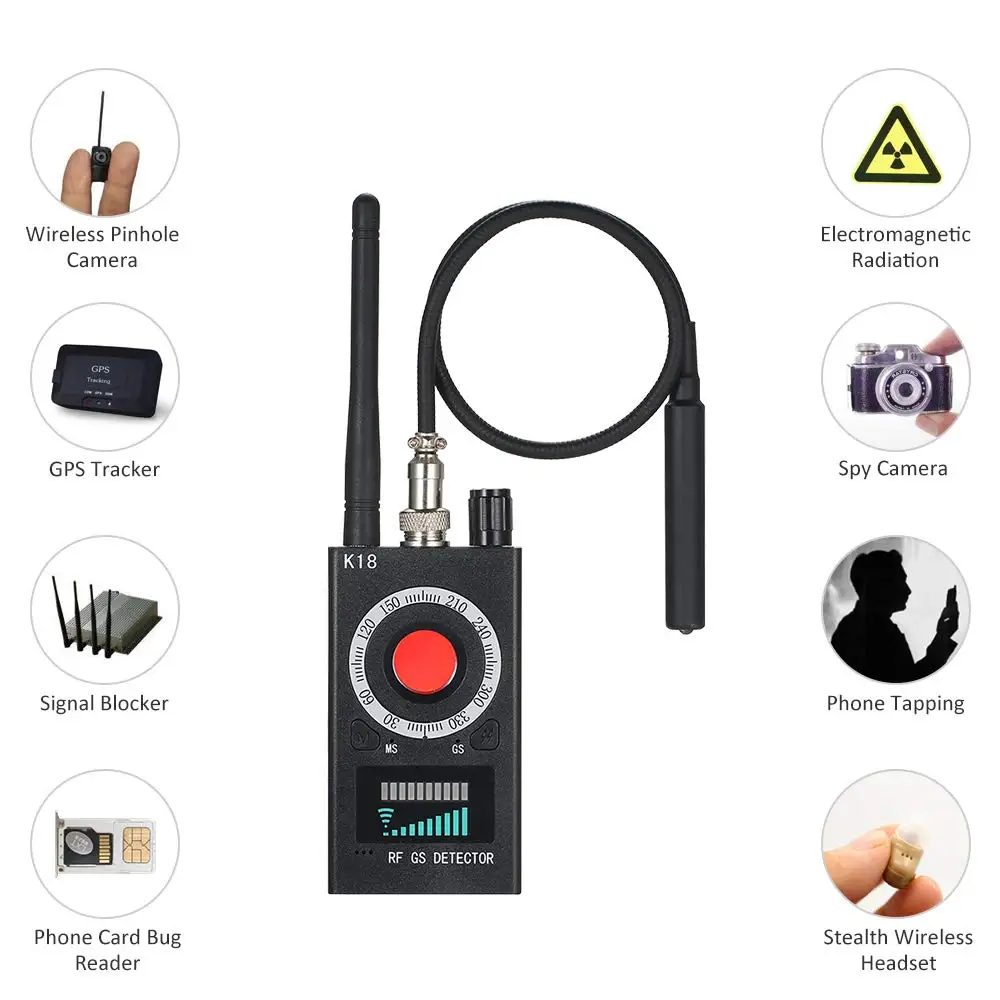 Hidden Camera Detector Anti-spy Detector GSM Audio Bug Finder GPS Signal Lens RF Tracker Detector
Hidden Camera Detector Anti-spy Detector GSM Audio Bug Finder GPS Signal Lens RF Tracker Detector