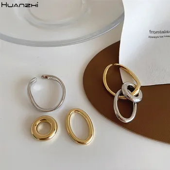 HUANZHI 2020 New Gold Silver Color Contrast Metal Oval No Piercings Round Personality Ear clip Earrings For Women Girls Jewelry
HUANZHI 2020 New Gold Silver Color Contrast Metal Oval No Piercings Round Personality Ear clip Earrings For Women Girls Jewelry