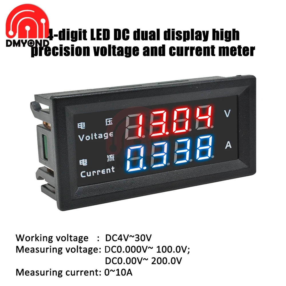 Dual LED 4 Digit Dc 100v 10a Voltmeter Ammeter Spannung Amps Leistungsmesser 