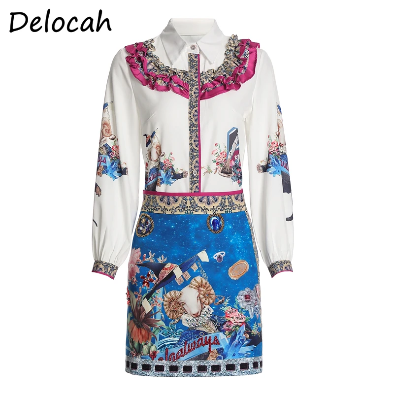 Delocah Spring Summer Women Set Runway Fashion Designer Long Sleeve Simple Draped Printed Mini Skirt Two Pieces Set Lady Suits
Delocah Spring Summer Women Set Runway Fashion Designer Long Sleeve Simple Draped Printed Mini Skirt Two Pieces Set Lady Suits