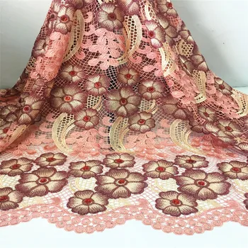 Nice French flower embroidery cord lace farbic African water soluble lace material for dress GXW1(5yards/lot)
Nice French flower embroidery cord lace farbic African water soluble lace material for dress GXW1(5yards/lot)