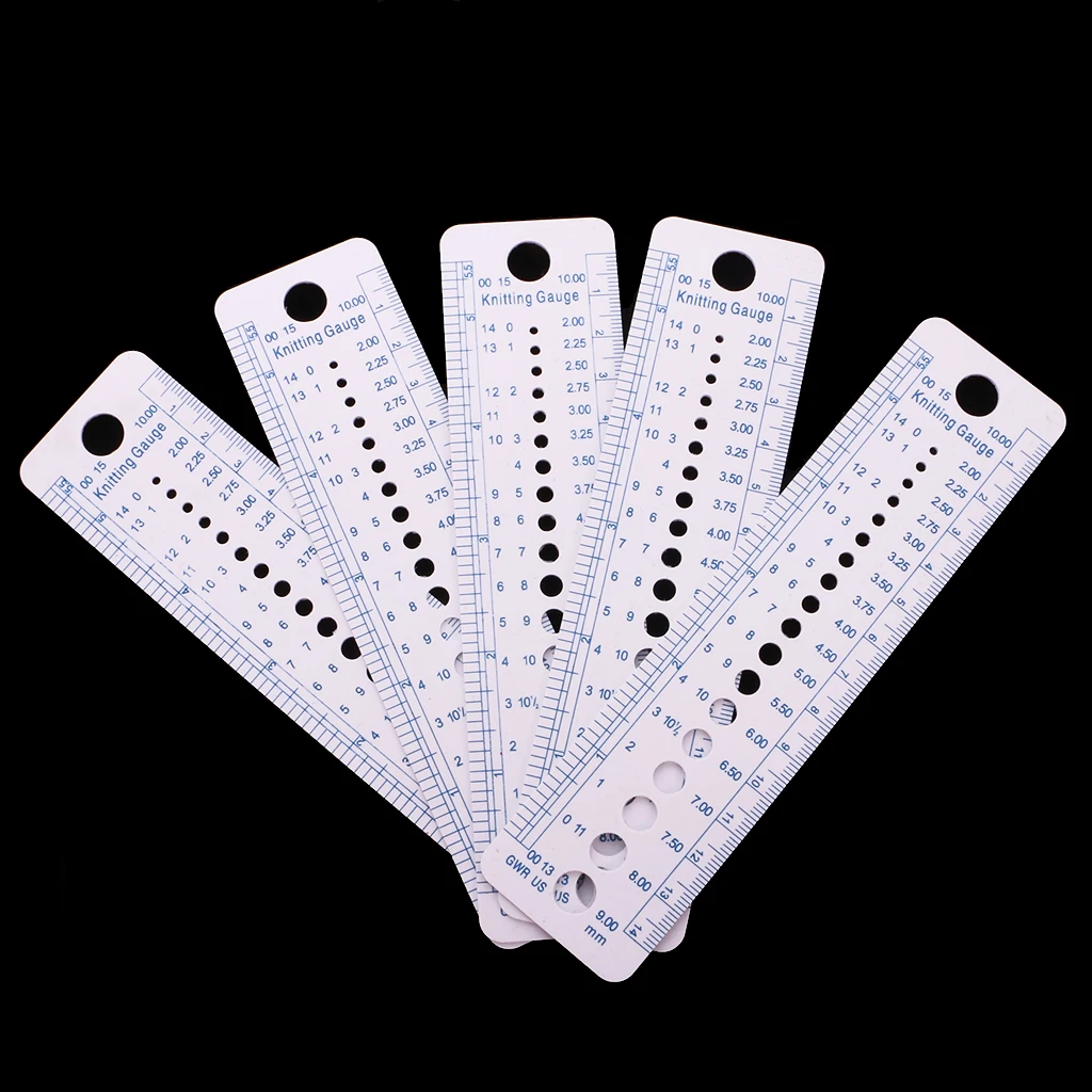 5 Pieces Useful Sewing Knitting Needle Gauge Inch cm Ruler (US UK Canada Size) 5 Pieces Useful Sewing Knitting Needle Gauge Inch cm Ruler (US UK Canada Size)