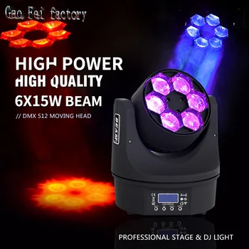 moving head DMX control spotlights high quality LED 6X15W RGBW 4IN1 DJ bee eyes effect lighting good for club bar party stage
moving head DMX control spotlights high quality LED 6X15W RGBW 4IN1 DJ bee eyes effect lighting good for club bar party stage