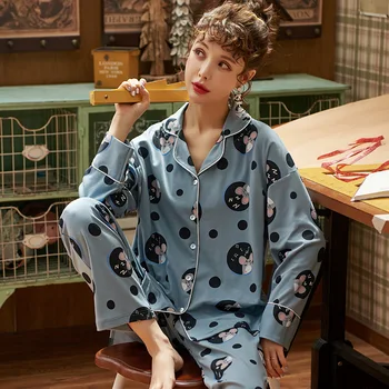 Cute Carton Cotton Pijamas Suit Women Pajamas Set Casual Loose 2pcs Sleepwear Shirt&pant Print Nightwear Summer Loose Nightgown
Cute Carton Cotton Pijamas Suit Women Pajamas Set Casual Loose 2pcs Sleepwear Shirt&pant Print Nightwear Summer Loose Nightgown