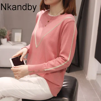 Plus Size Knitted Pullovers Sweaters Women 2020 Autumn Winter Lace Trim Button Knit Wear Tops Oversize Korean Ladies Jumpers 
Plus Size Knitted Pullovers Sweaters Women 2020 Autumn Winter Lace Trim Button Knit Wear Tops Oversize Korean Ladies Jumpers