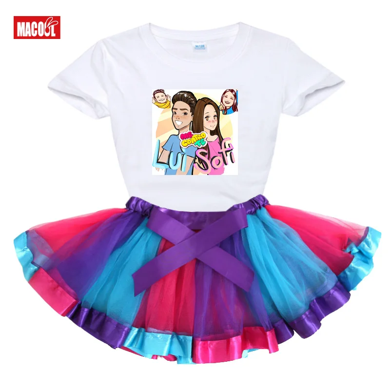 

me contro te girls set tutu dress+t shirt Girls Sets 2020 Summer Rainbow dress toddler babys cute dress Princess lovely clothing