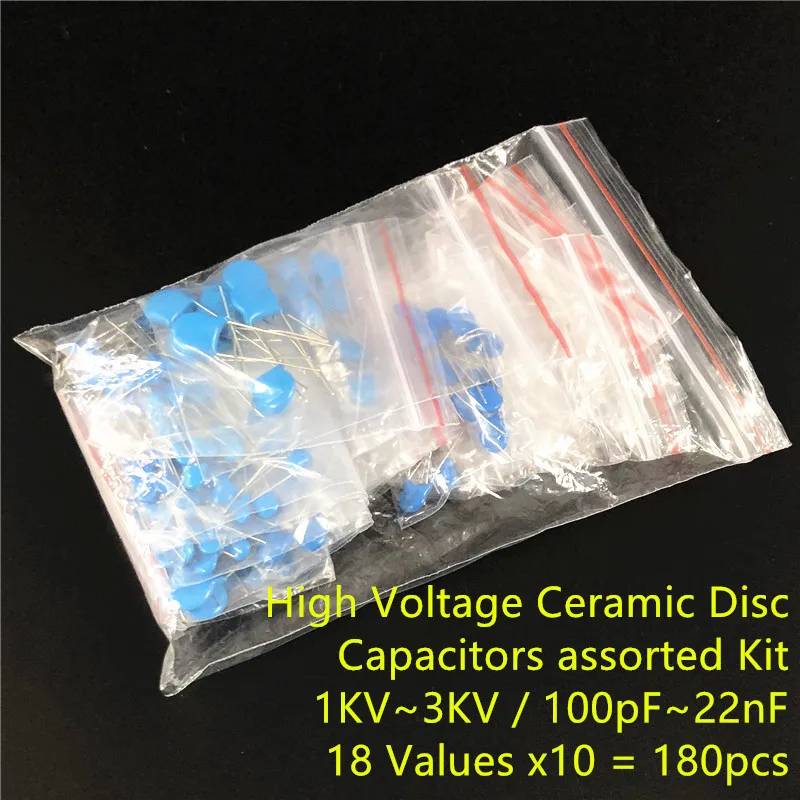 18Value 180pcs 1KV~3KV 101~223 High Voltage Ceramic capacitors Assortment assorted Kit
18Value 180pcs 1KV~3KV 101~223 High Voltage Ceramic capacitors Assortment assorted Kit