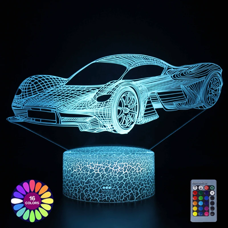 

Sports Racing Car Modeling 3D Illusion Lamp Night Lights Touch Remote Control Table Lamp Led Color Changing Room Desk Decor Gift