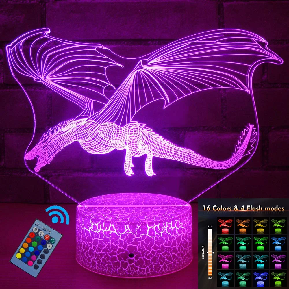 3D LED Night Light Lamp Fire Dragon 16 Color Remote /Touch Control Table Lamp For Children Birthday Xmas Gift Home Bedroom Decor
3D LED Night Light Lamp Fire Dragon 16 Color Remote /Touch Control Table Lamp For Children Birthday Xmas Gift Home Bedroom Decor
