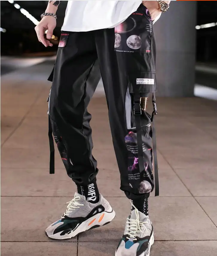 Pantalones militares de estilo Hip Hop para hombre,pantalón de chándal holgado con bolsillos laterales,longitud hasta el tobillo #W1302 Blue 