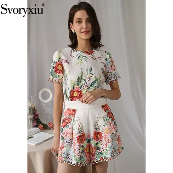 Svoryxiu 2020 Runway Designer Summer Cotton Linen Two Piece Set Women's Elegant Flower Print T Shirts + Loose Shorts Casual Suit
Svoryxiu 2020 Runway Designer Summer Cotton Linen Two Piece Set Women's Elegant Flower Print T Shirts + Loose Shorts Casual Suit