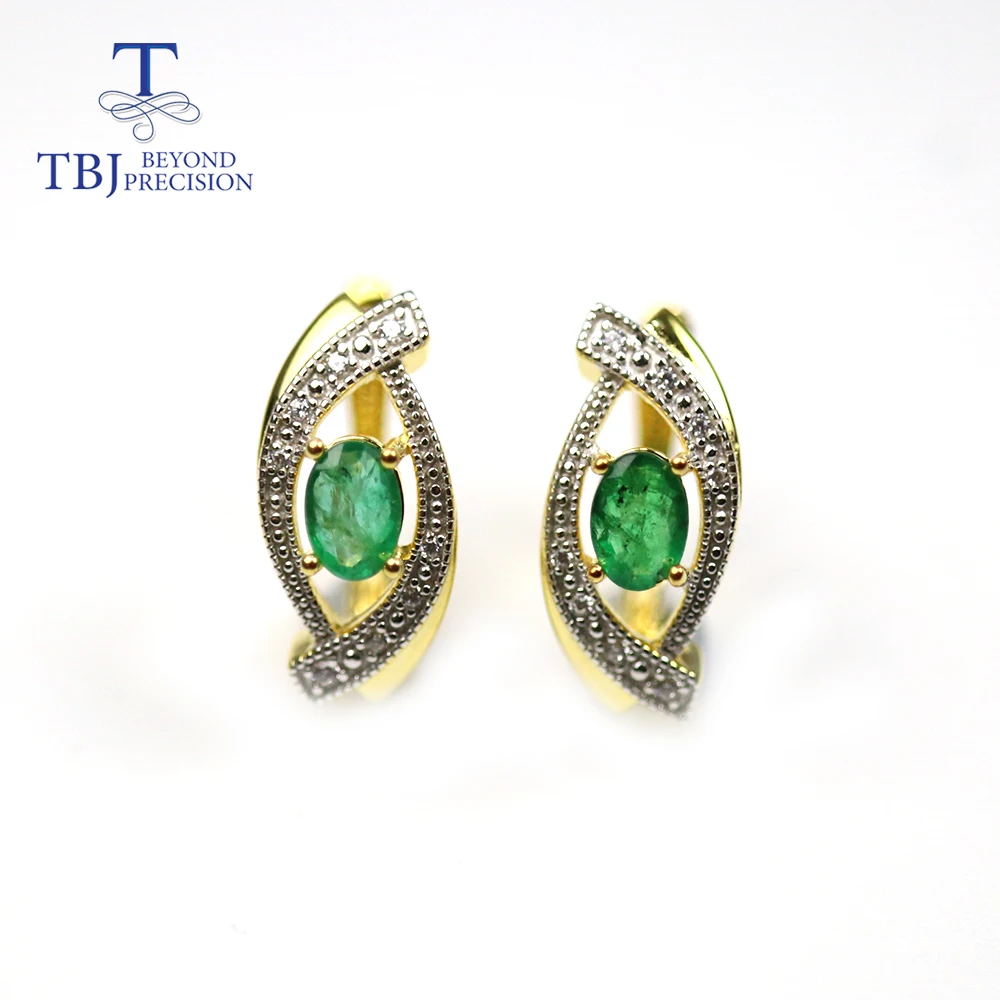 

TBJ,1CT Natural Zambia emerald earring oval cut4*6mm real gemstone fine jewelry 925 sterling silver for women mom wife nice gift
