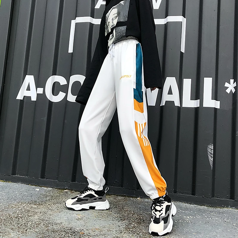 Casual Baggy Black Pants Women's Sweatpants Joggers Patchwork Striped Sweat Pants Print High Waist Trousers Streetwear Women
Casual Baggy Black Pants Women's Sweatpants Joggers Patchwork Striped Sweat Pants Print High Waist Trousers Streetwear Women
