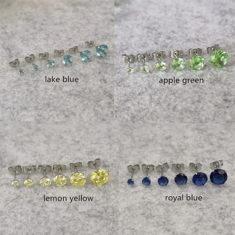 Apple Green Lemon Yellow Royal Blue Stainless Steel Stud Earrings With AAA Zircons Glass Classical Style No Fade Allergy Free
Apple Green Lemon Yellow Royal Blue Stainless Steel Stud Earrings With AAA Zircons Glass Classical Style No Fade Allergy Free