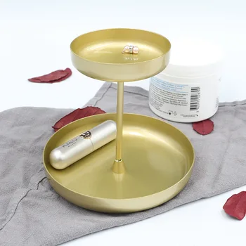 Iron Storage Tray Double-Layer Metal Racket Metal Tray Makeup Storage Box Jewelry Rack Fruit Plate Household 
Iron Storage Tray Double-Layer Metal Racket Metal Tray Makeup Storage Box Jewelry Rack Fruit Plate Household
