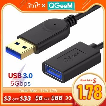 

QGeeM USB Extension Cable Cord USB3.0 Male to Female Extender Data Sync Cable Adapter 1M 3M 2M Supper Speed USB 3.0 Cable