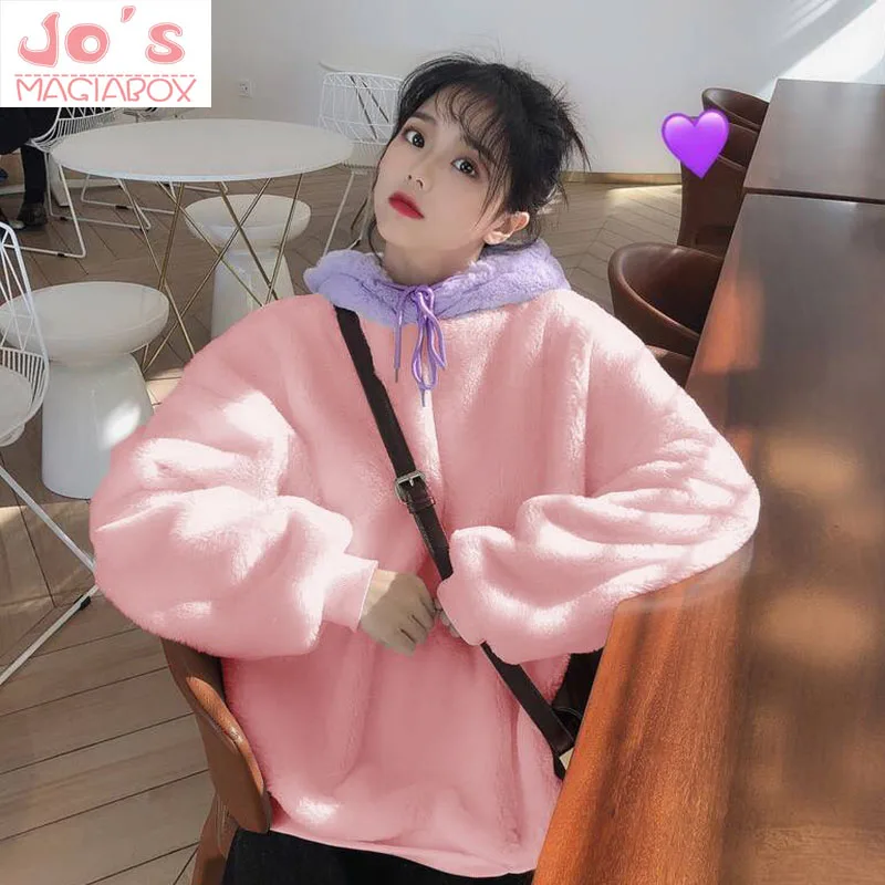 Winter Womens Hooded Pullovers Tops Ladies Long Sleeve Sweatshirts Female Patchwork Casual Harajuku Kawaii Sweatshirts Coat
Winter Womens Hooded Pullovers Tops Ladies Long Sleeve Sweatshirts Female Patchwork Casual Harajuku Kawaii Sweatshirts Coat