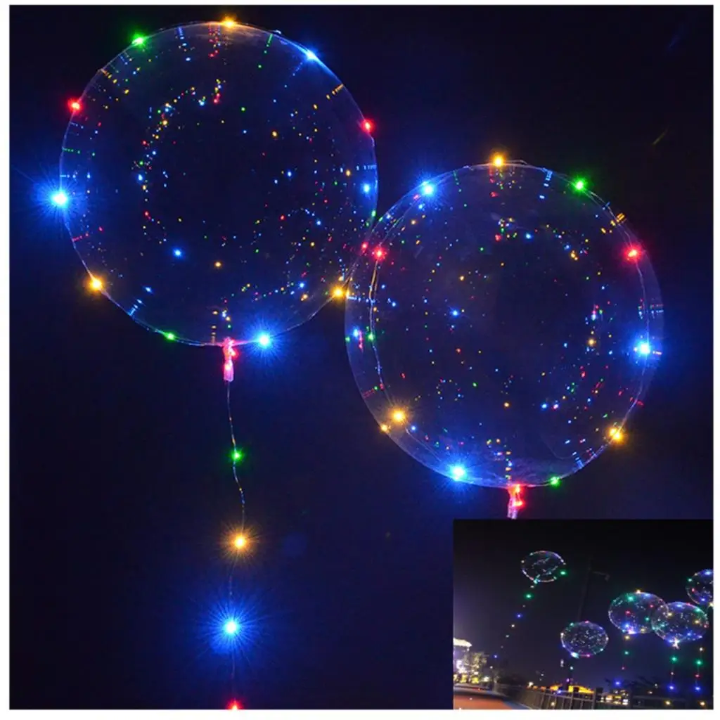 Large LED Round Clear Bubble Transparent Light Up Party Bobo Balloons 18'' Large LED Round Clear Bubble Transparent Light Up Party Bobo Balloons 18''