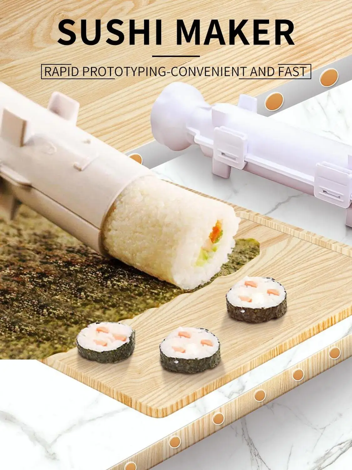 

Meijuner Sushi Maker Roller Rice Mold Vegetable Meat Rolling Gadgets DIY Sushi Device Making Machine Kitchen Ware