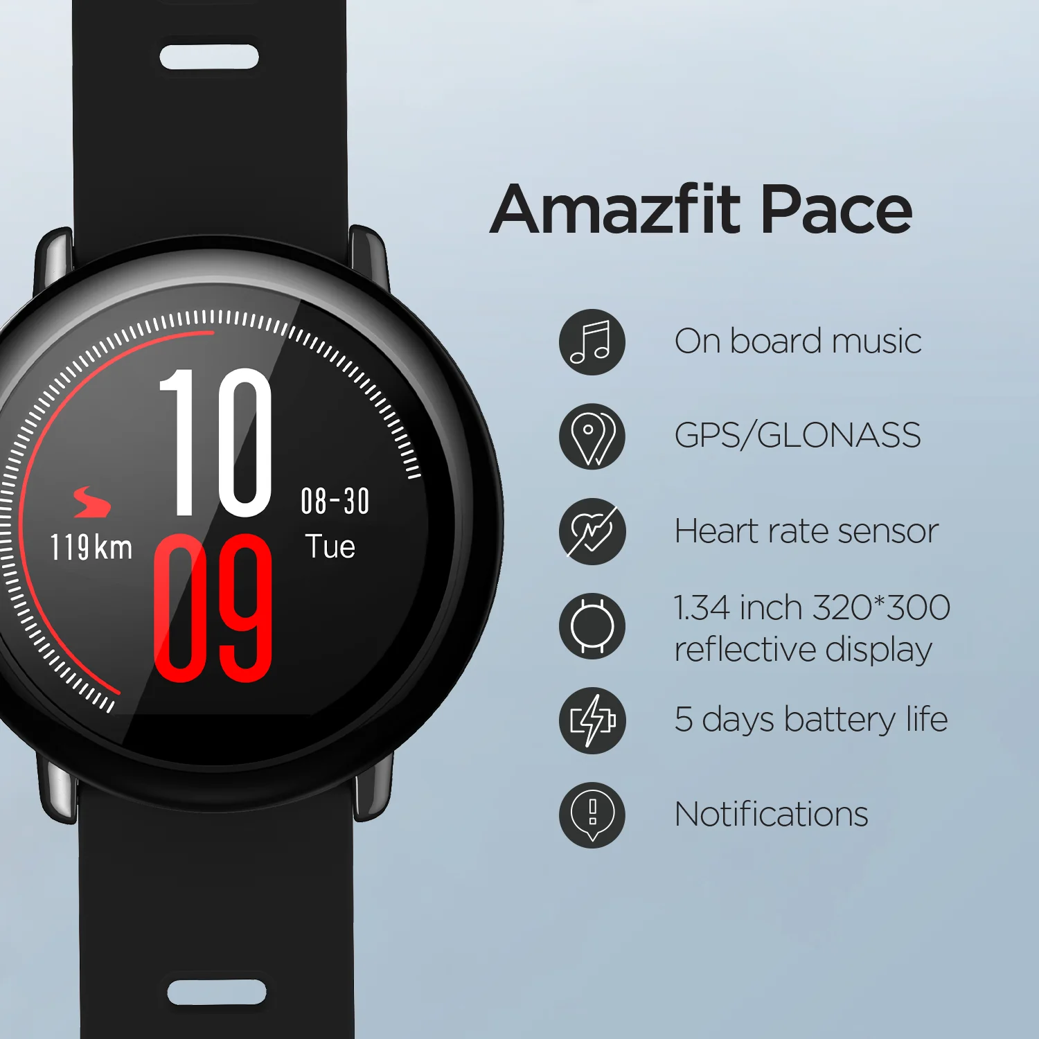 Смарт часы Amazfit Pace с Bluetooth GPS Пульсометром|Смарт-часы| |