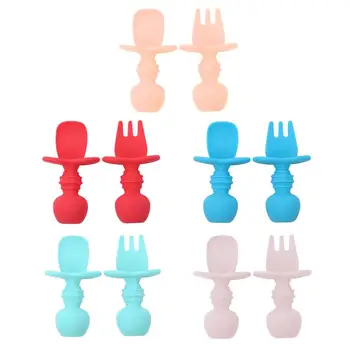 Baby Feeding Spoon Fork Set Soft Silicone Feeding Flatware Safe Training Spoon E7CE
Baby Feeding Spoon Fork Set Soft Silicone Feeding Flatware Safe Training Spoon E7CE