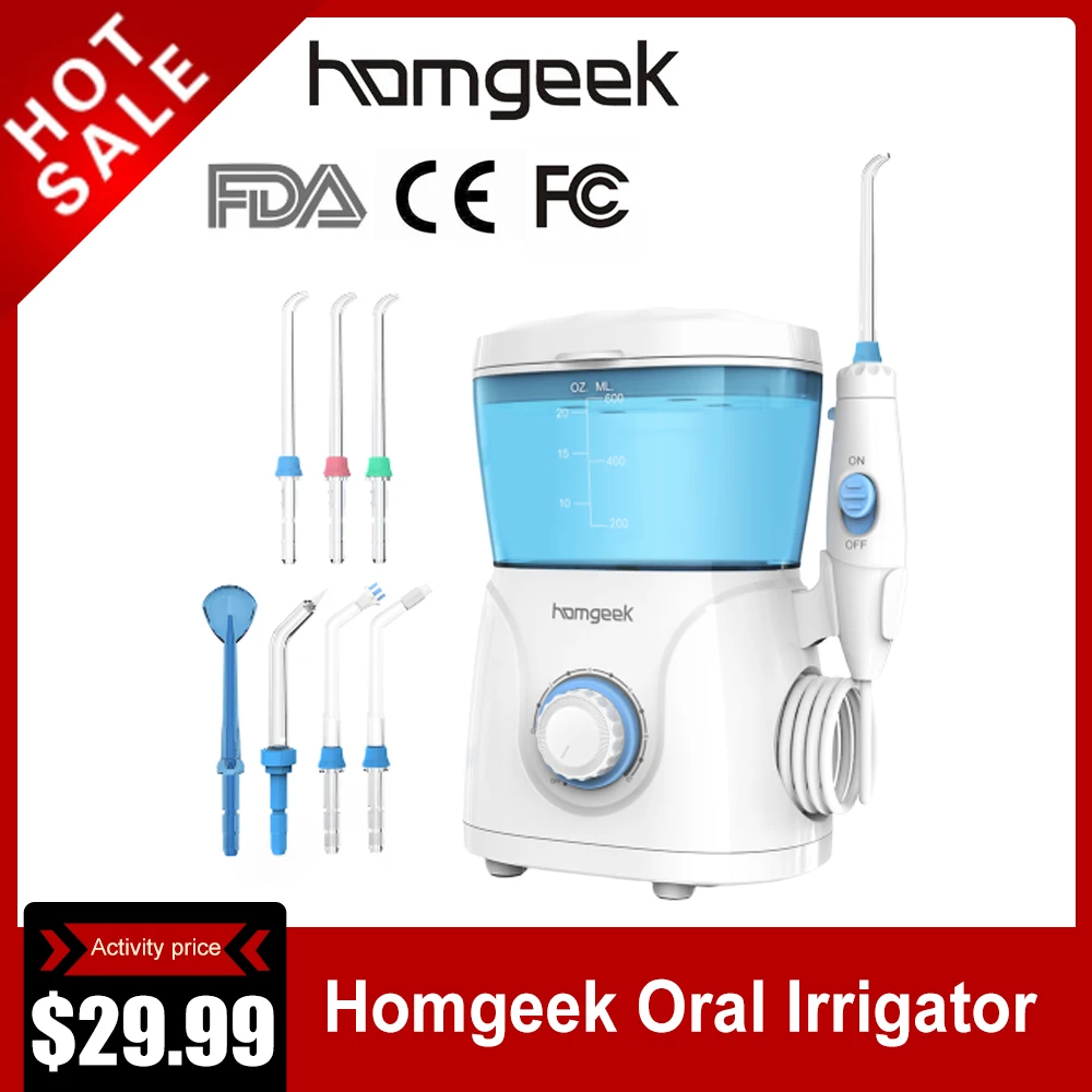 Homgeek Oral Irrigator 600ml Water Flosser Irrigator Dental Hygiene for Teeth Cleaning Dental Water Pick Irrigators Flossing
Homgeek Oral Irrigator 600ml Water Flosser Irrigator Dental Hygiene for Teeth Cleaning Dental Water Pick Irrigators Flossing