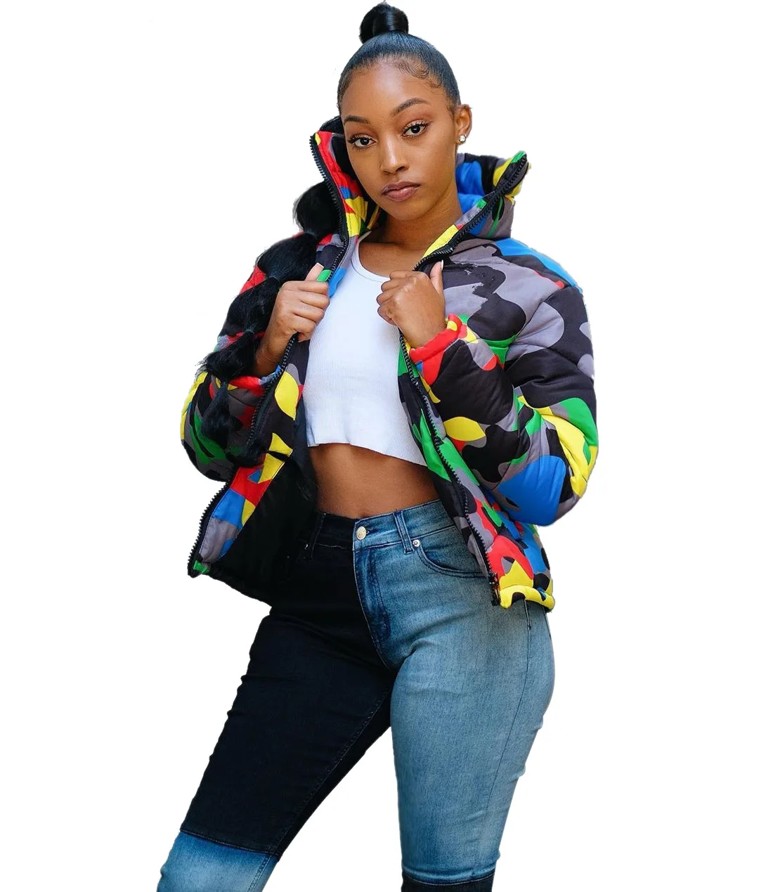 JRRY Casual Women Coats Zippers Pockets Camouflage Jacket Turn Down Collar Velvet Overcoat Plus Size High Street Outdoor Wears