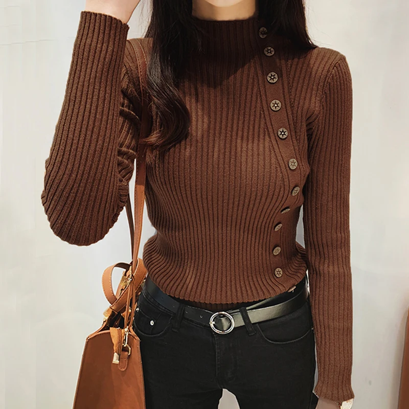 2019 Basic Sweater Women Autumn Winter long Sleeve Half Turtleneck Pullovers Knitted Button Sweaters pull femme sueter mujer
2019 Basic Sweater Women Autumn Winter long Sleeve Half Turtleneck Pullovers Knitted Button Sweaters pull femme sueter mujer