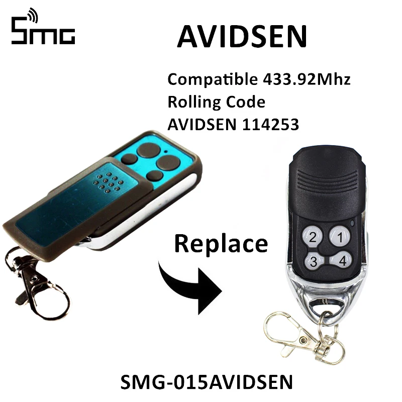 AVIDSEN 114253 remote control garage door opener duplicator for radio beep gate 433.92mhz rolling code AVIDSEN 104251 104250 garage command transmitter key fob
AVIDSEN 114253 remote control garage door opener duplicator for radio beep gate 433.92mhz rolling code AVIDSEN 104251 104250 garage command transmitter key fob