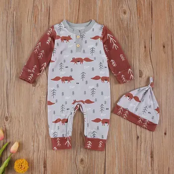 Emmababy Newborn Baby Clothes Cartoon Fox Print Round Neck Long Sleeve Romper Jumpsuit Cap for Kids Outfits Baby Clothes Cotton
Emmababy Newborn Baby Clothes Cartoon Fox Print Round Neck Long Sleeve Romper Jumpsuit Cap for Kids Outfits Baby Clothes Cotton