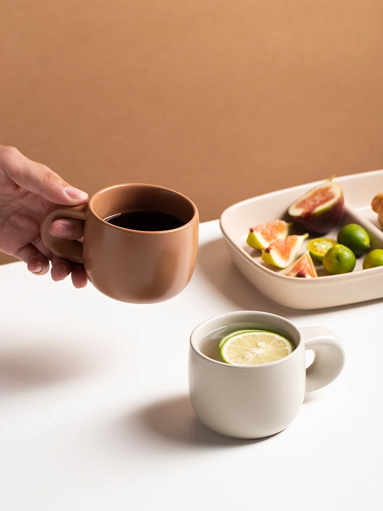 Korean Creative Ceramic Coffee Mug With Thick Handle Small Breakfast Cup For Tea Latte Milk Modern Home Kitchen Drinkware Korean Creative Ceramic Coffee Mug With Thick Handle Small Breakfast Cup For Tea Latte Milk Modern Home Kitchen Drinkware