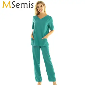 MSemis 2Pcs Mens Women Hospital Doctor Uniform Suits Short Sleeves Top Elastic Long Pants Lab Nursing Medical Service Costumes
MSemis 2Pcs Mens Women Hospital Doctor Uniform Suits Short Sleeves Top Elastic Long Pants Lab Nursing Medical Service Costumes
