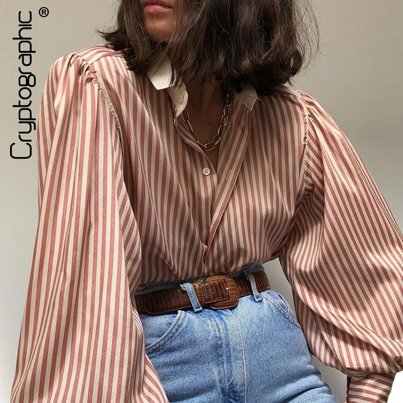 Cryptographic Striped Bubble Long Sleeve Women Tops Blouses 2020 Spring Button Up Shirts Ladies Tops Blusas Elegant Streetwear
Cryptographic Striped Bubble Long Sleeve Women Tops Blouses 2020 Spring Button Up Shirts Ladies Tops Blusas Elegant Streetwear