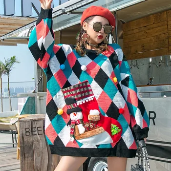 SexeMara fashion The New Loose lattice Christmas Cartoon tassel Long sleeve knitting Sweater free shipping
SexeMara fashion The New Loose lattice Christmas Cartoon tassel Long sleeve knitting Sweater free shipping