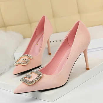 sexy party shoes stiletto suede shallow mouth pointed high heel metal rhinestone buckle single shoes
sexy party shoes stiletto suede shallow mouth pointed high heel metal rhinestone buckle single shoes