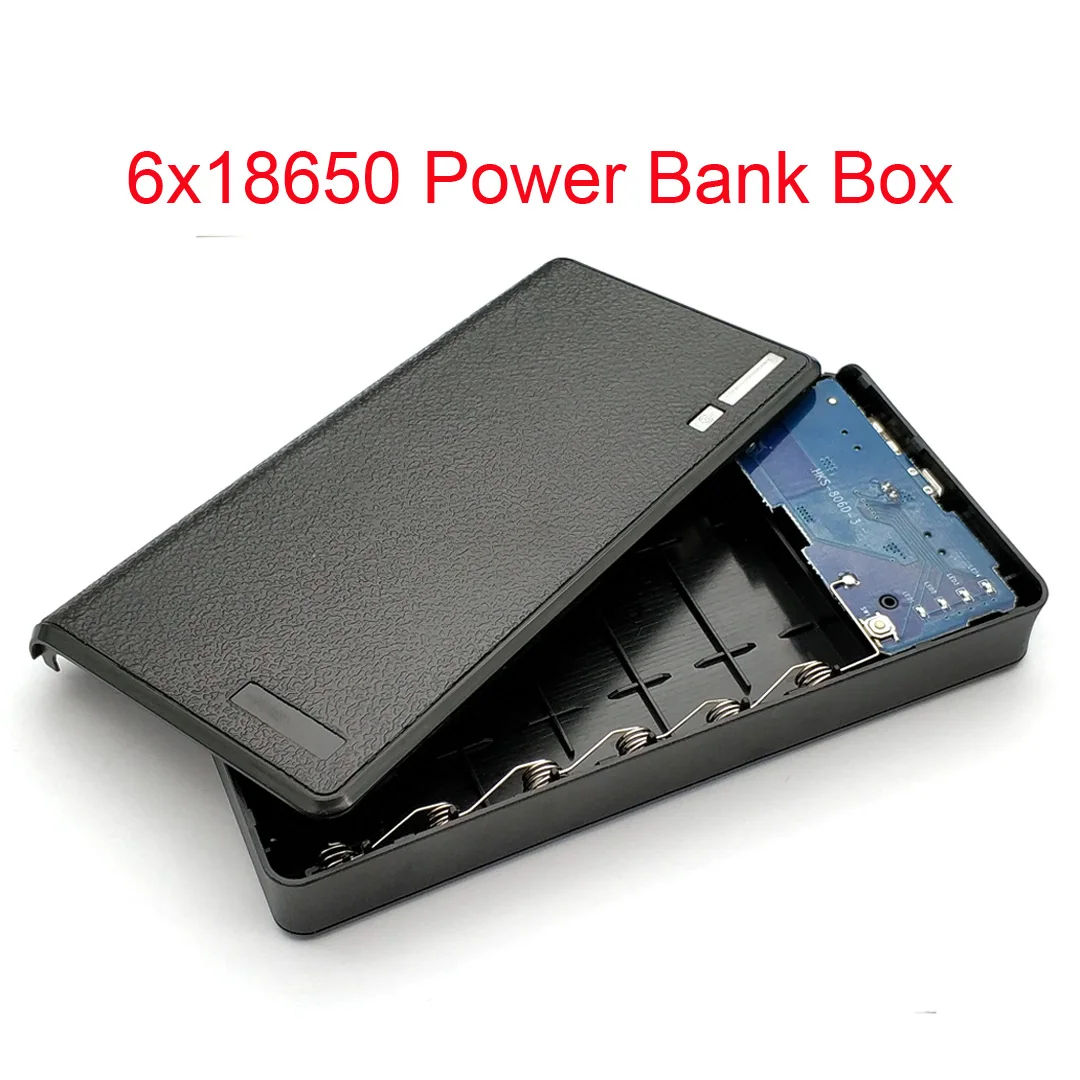 

DIY PowerBank Case Dual USB 6x18650 Battery Power Bank Box External Backup 18650 Battery Charger Box Case For Phone