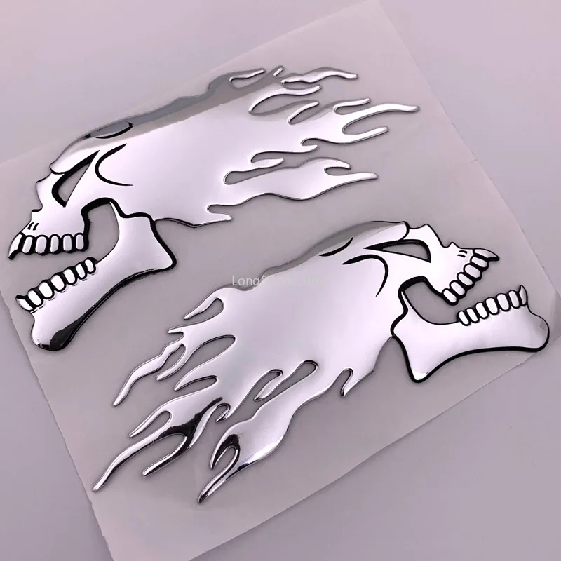 FASP 2Pcs/Pair Silver fire 3D Ghost Skull Head Auto Motorcycle Car Sticker Emblem Decals
FASP 2Pcs/Pair Silver fire 3D Ghost Skull Head Auto Motorcycle Car Sticker Emblem Decals