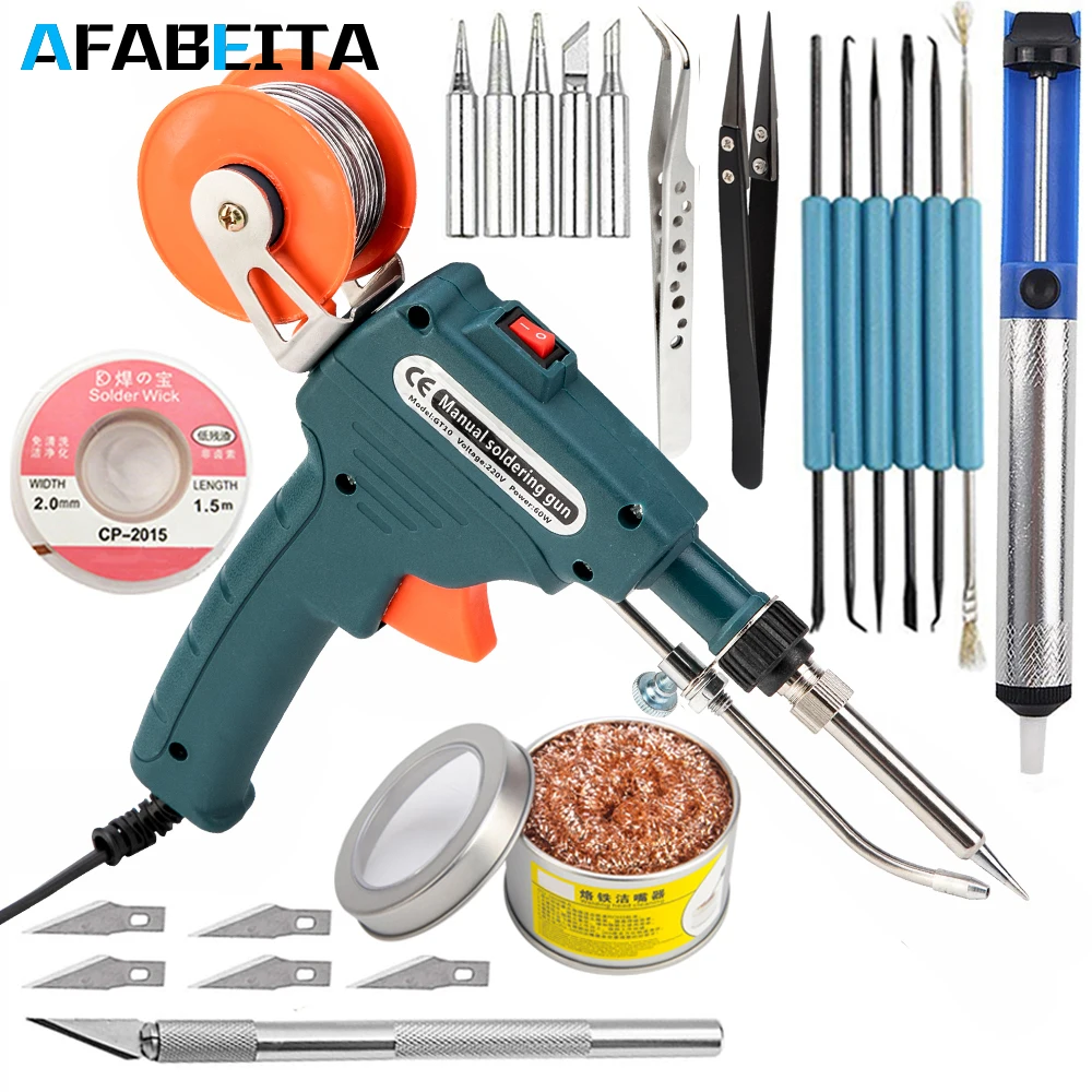 110V/220V 60W US/EU Plug Hand-held Internal Heating Soldering Iron Automatically Send Tin Gun Soldering Welding Repair Tool
110V/220V 60W US/EU Plug Hand-held Internal Heating Soldering Iron Automatically Send Tin Gun Soldering Welding Repair Tool