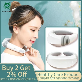 Jinkairui 2020 Newest Pulse Neck Massager Rechargeable Remote Control 6 Modes Far Infrared Heating Gift Relax Fatigue Dropship