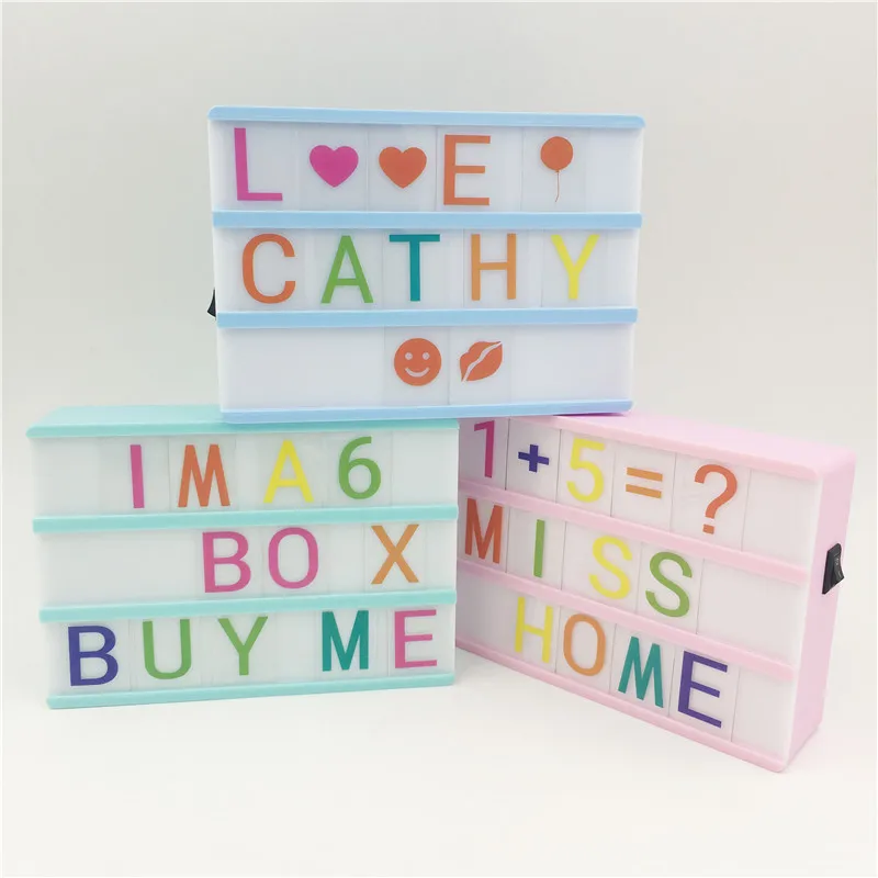 LED Cinematic Light Box A6 Colorful Led Night Lamp With 90PCS Black Letters Cards For Table Decoration Lighting Power By Battery
LED Cinematic Light Box A6 Colorful Led Night Lamp With 90PCS Black Letters Cards For Table Decoration Lighting Power By Battery
