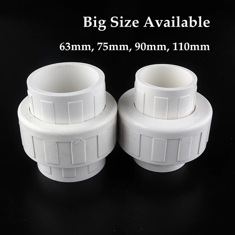 Big Size ID 63~110mm UPVC Union Connector Garden Irrigation Water Pipe Fittings Home DIY Aquarium Fish Tank Tube Straight Joints
Big Size ID 63~110mm UPVC Union Connector Garden Irrigation Water Pipe Fittings Home DIY Aquarium Fish Tank Tube Straight Joints