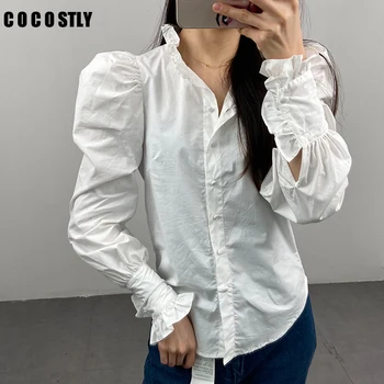 Elegant Ruffle Blouse Stand Neck White Shirts 2020 Korean Autumn Clothes Long Sleeve Single Breasted Tops and Blouses
Elegant Ruffle Blouse Stand Neck White Shirts 2020 Korean Autumn Clothes Long Sleeve Single Breasted Tops and Blouses