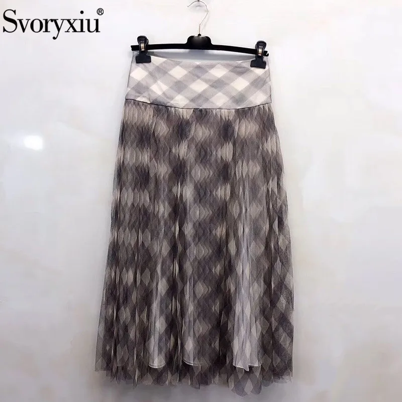 Svoryxiu High-End Custom Silk Lining Plaid Mesh Pleated Skirt Women's Fashion High Waist Long Skirt Female
Svoryxiu High-End Custom Silk Lining Plaid Mesh Pleated Skirt Women's Fashion High Waist Long Skirt Female