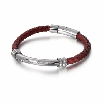 

Stainless Steel Roman Numerals Charm Bracelet For Men 23cm Retro Braided Leather Wrap Bracelet Bangle Jewelry Accessories