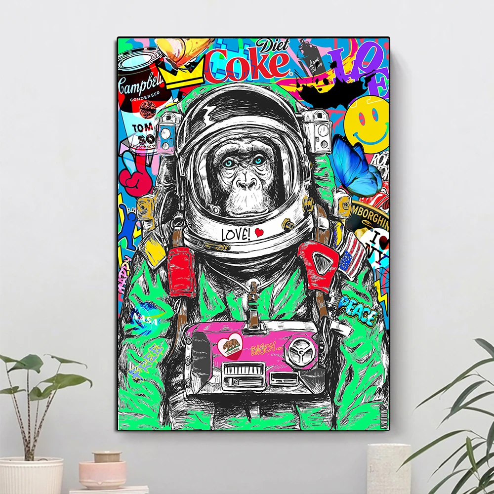 Canvas Painting Graffiti Pop Art Space Monkey Poster Print Funny Animal Wall Art Picture For Living Room Home Decor Cuadros
Canvas Painting Graffiti Pop Art Space Monkey Poster Print Funny Animal Wall Art Picture For Living Room Home Decor Cuadros