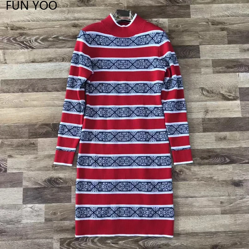 2019 Woman Sweater Sheath Dress Turtle neck Patchwork Knee Length High Street Elegant Full Sleeves Slim Chic
2019 Woman Sweater Sheath Dress Turtle neck Patchwork Knee Length High Street Elegant Full Sleeves Slim Chic