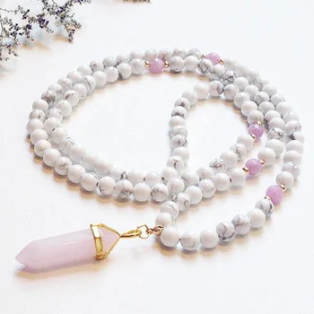 Light Yellow Gold Color Hexagon Column Rose Pink Quartz Pendant Long Beads Chain Necklace White Howlite Stone Jewelry
Light Yellow Gold Color Hexagon Column Rose Pink Quartz Pendant Long Beads Chain Necklace White Howlite Stone Jewelry