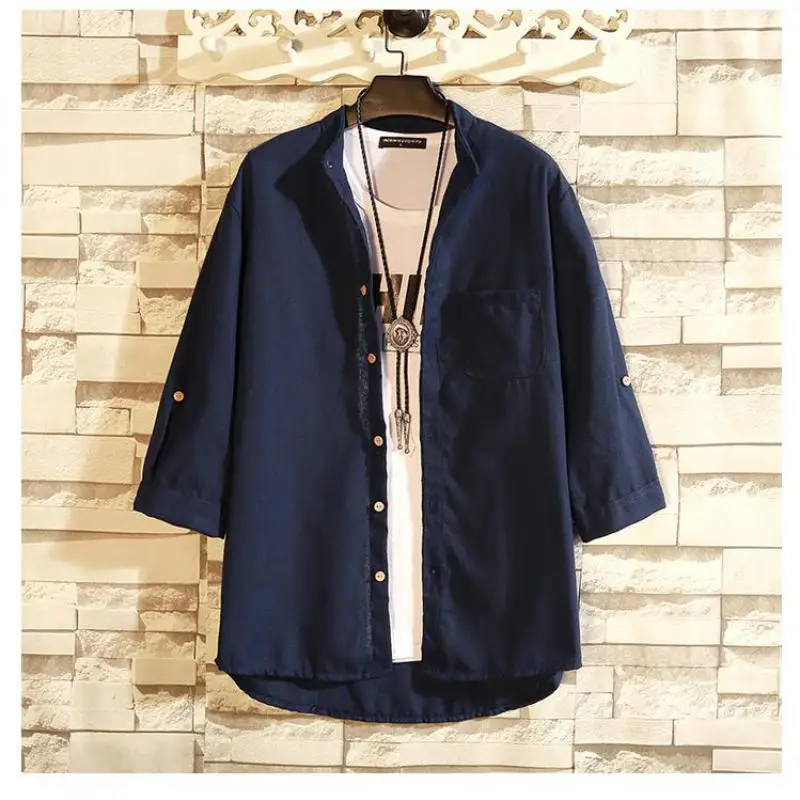2023 New Men's Casual Blouse Cotton Linen Shirt Loose Tops Roll Up Half Sleeve Vintage Shirt Summer Casual Handsome Men Shirt
2023 New Men's Casual Blouse Cotton Linen Shirt Loose Tops Roll Up Half Sleeve Vintage Shirt Summer Casual Handsome Men Shirt
