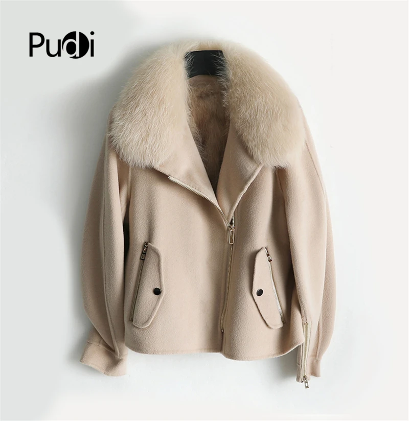 PUDI ZY320 Women real wool fabric jacket lady fox fur lining collar leisure Fall/Winter wool long outwear
PUDI ZY320 Women real wool fabric jacket lady fox fur lining collar leisure Fall/Winter wool long outwear