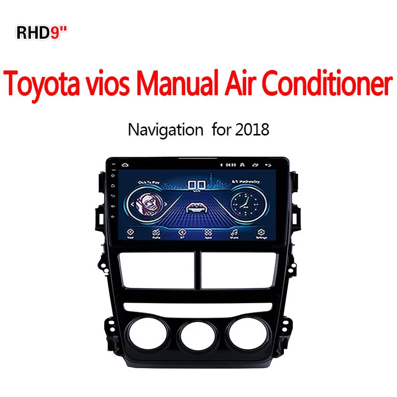 Lionet GPS Navigation for Car Toyota vios Manual Air Conditioner 2018 9Inch RT1047X